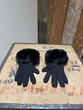 Primark Black Cotton Blend Gloves Mittens Faux Fur Trim Warm Winter Posh Elegant