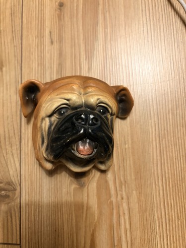 Ceramic bulldog dog head wall - bulldog,