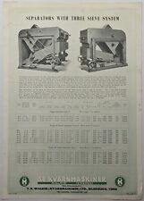 Original AB Kvarnmaskiner Grain Cleaner / Separators 1 Sheet Brochure, c 1958
