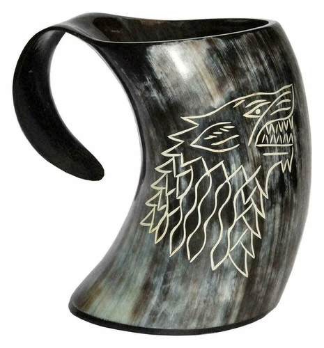 Viking drinking horn mug wolf - viking,