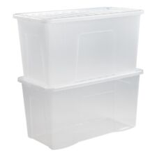 110 Litres CLEAR PLASTIC Extra Large Storage Box with Lid Strong Containers - UK