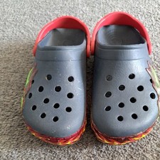 Boys CROCS Light Up Fire Breathing Dragon Slip On Sandals Shoes size j 1