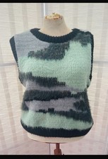 Topshop Mohair Fluffy Wool Sleeveless Jumper Top Pullover - size Small (8-10)