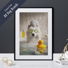 Funny Dog in Bath Print –