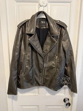 Zara Leather Look Coat Jacket Size M