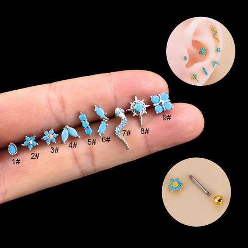 Bohemian blue studs tragus - blue,