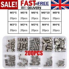 200* Stainless Steel Allen Head Socket Hex Grub Screws Assortment Point Cup Set