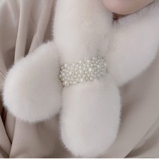 White Faux Fur Scarf Women