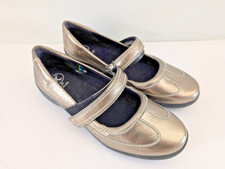 K by Clarks Wave Walk Size 5 Loafers Mary Jane Slip-On Hook & Loop Metallic Gold