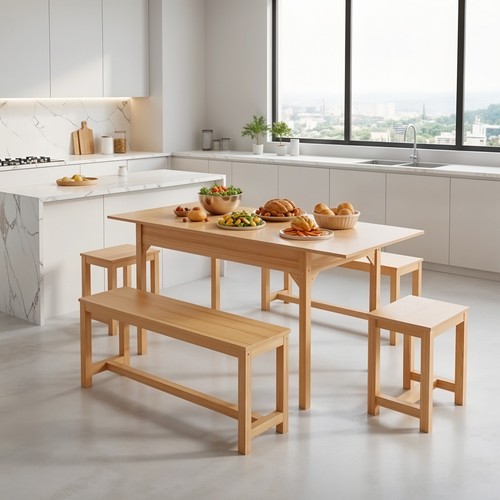 Wooden extendable dining table - wooden,