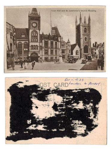 Vintage postcard town - -, hall