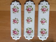 3 matching vintage ceramic door plates. Made in England. Excellent condition.  