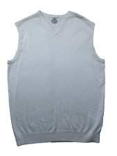 IJP Mens Golf Jumper Sleeveless Tank V-Neck Merino Wool Blend Cream Size Medium