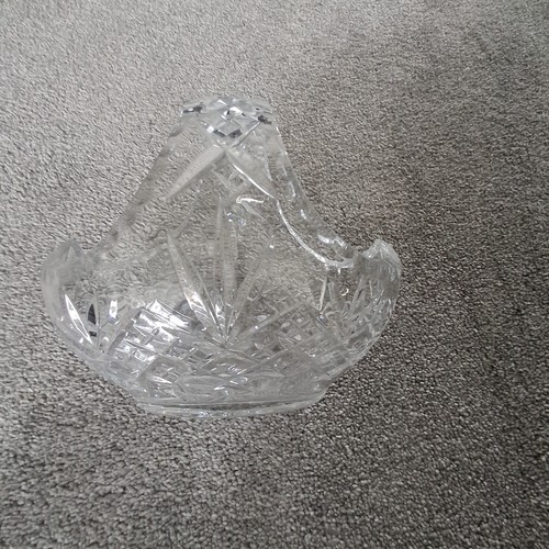 Crystal glass basket vase - crystal,