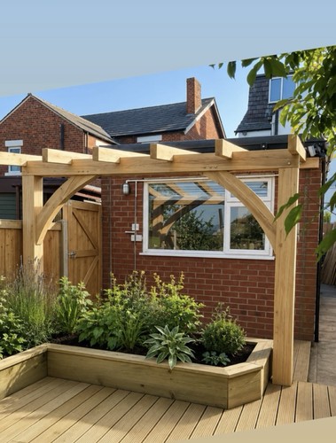 Handcrafted green oak - green, pergola