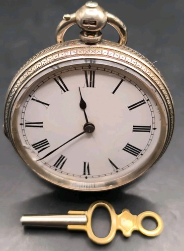 Antique english silver pocket - antique,