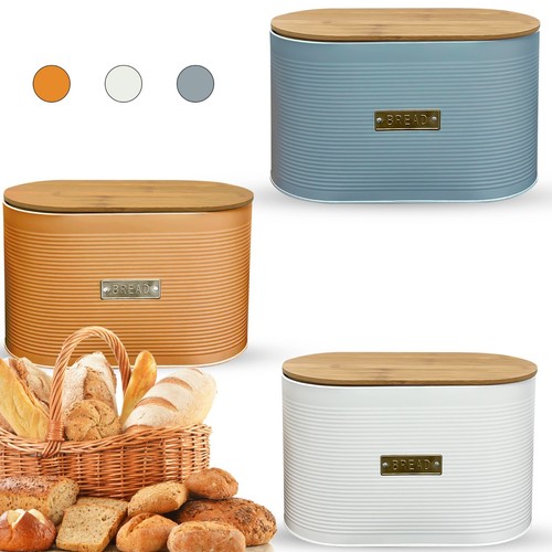 Oval bread bin with bamboo - with, lid