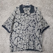 Van Heusen Double Mercerized Men's 1/4 Button Up Shirt Paisley White 2X-Large