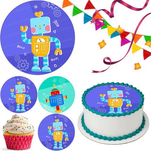 Robot cake topper party - robot,