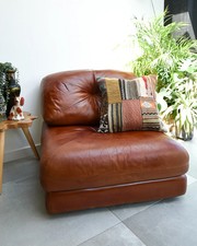 Mid Century Italian Leather Modular Lounge Sofa Arm Chair