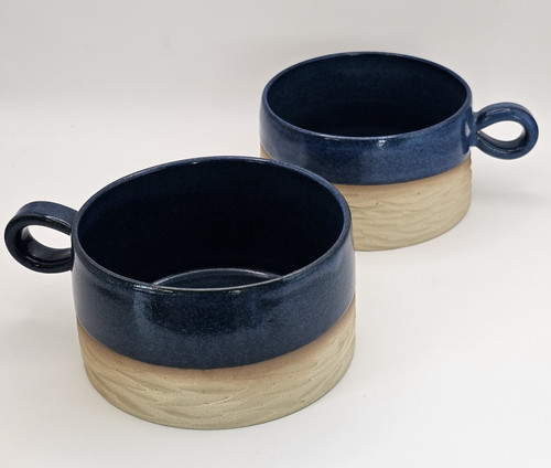 Studio pottery soup bowls - pottery, with
