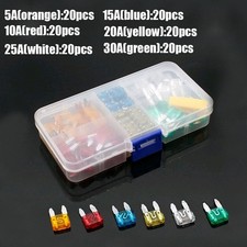 120pcs/set Mini Car Boat Truck Blade Fuse Box Assortment 5A 10A 15A 20A 25A 30A