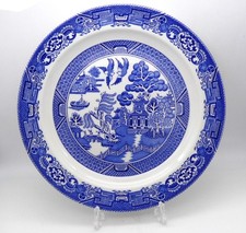 Vintage Woods Ware WILLOW Pattern Blue White Dinner Plate  25 cm England