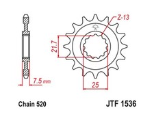 JT SPROCKETS Steel pinion with anti-noise rubber 1536 - 520