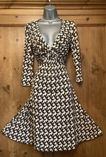 Phase Eight Cream Brown Jersey Dress 12 Autumn Winter