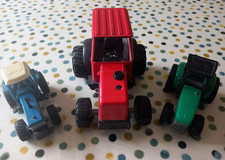 Bundle of 3 Toy Tractors - Red, Green and Blue - Very Good Condition