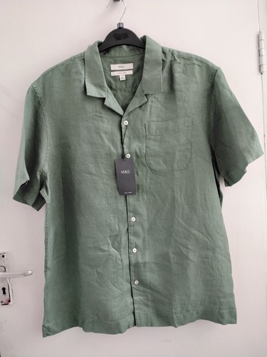 Men linen short - linen, sleeve