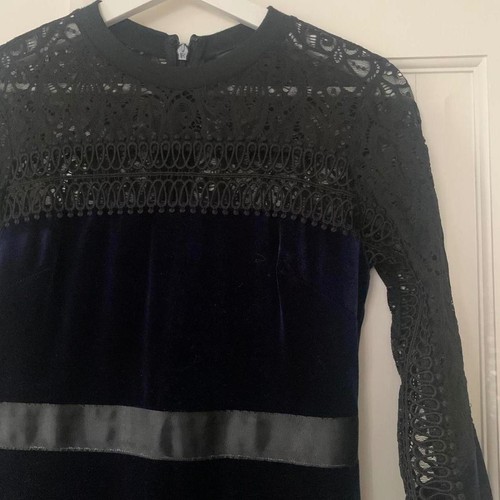 Topshop navy velvet and - , black