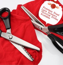 Stainless Steel Dressmaking Scissors Pinking Shears Zig Zag Cut Scissors UK