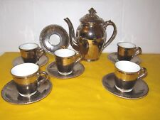 Royal Worcester Silver Lustre Part Coffee Set for 5+ extra saucer 