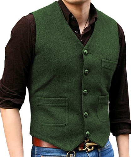 Mens tweed waistcoats vest - waistcoats,