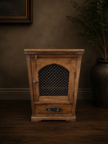 Antique cabinet side table - side,