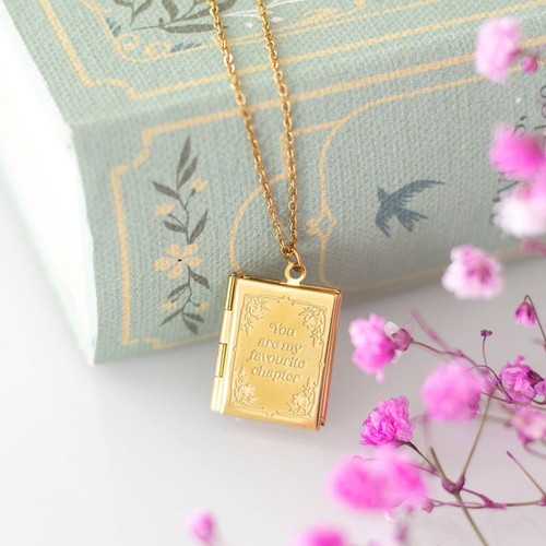 Book shaped locket necklace - shaped,