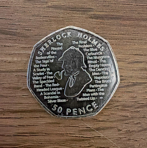 2019 sherlock holmes 50p coin - sherlock,