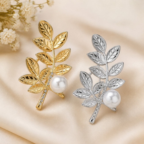 2pcs gold silver leaf - gold, pearl