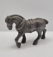 Pewter Shire Horse Figure 11cm Tall Metal Sculpture Collectable Rare Vintage VGC