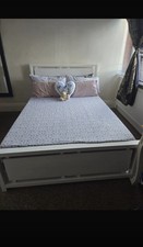 White Wood Double Bed Frame