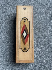 Wooden Vintage Pencil Case 4 Tier Sliding And Swivel Lid Hand Painted