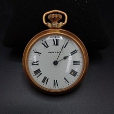 Vintage Ingersoll Pocket Watch Gold Tone Mechanical Analogue Untested FLT30-DM