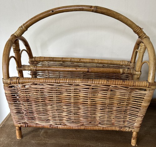 Vintage bamboo magazine rack - vintage,