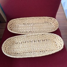 Pair Of Bread Baskets - Rattan Serving Basket for Baguettes/Rolls 38cm X 15cm