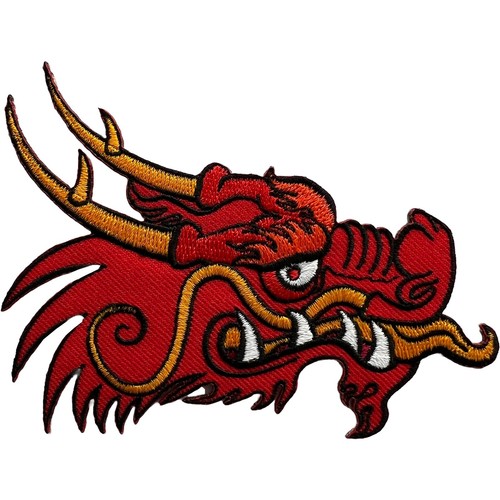 Red chinese dragon patch - red,