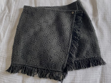 Zara Black Tweed Fringe Wrap