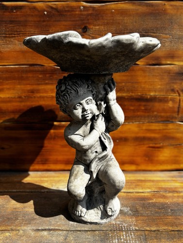 Stone garden cherub - stone, with