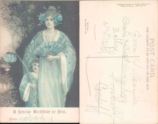 Woman with fan and child