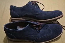 Lambretta Mens Suede Brouge Shoes Size 9 Blue Lace Up New No Box